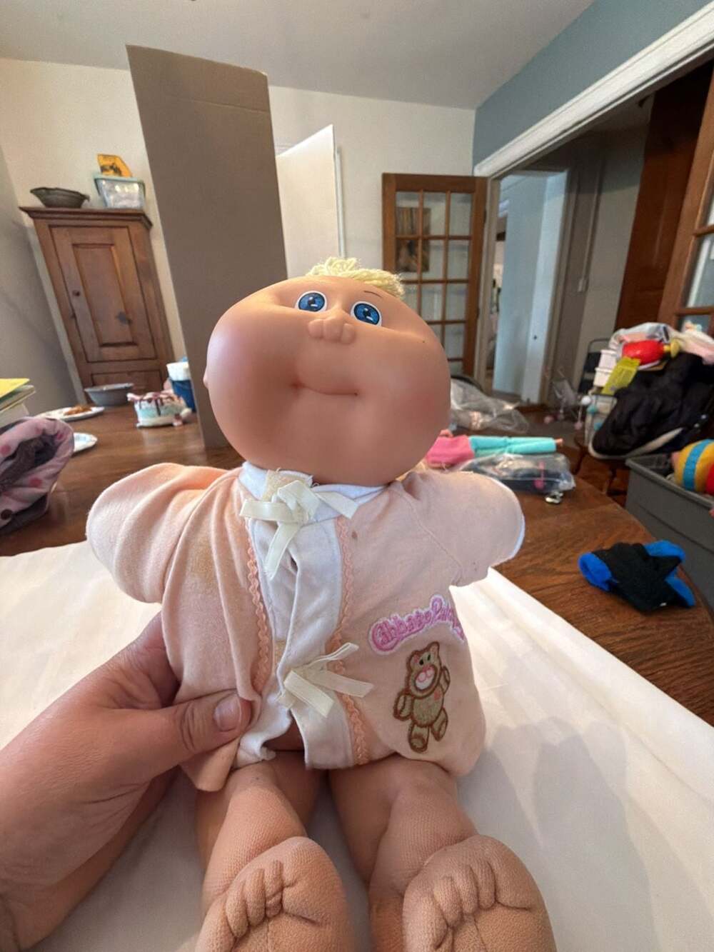 Cabbage Patch Kids Doll Vintage Blonde Blue Eyes Pink Outfit
